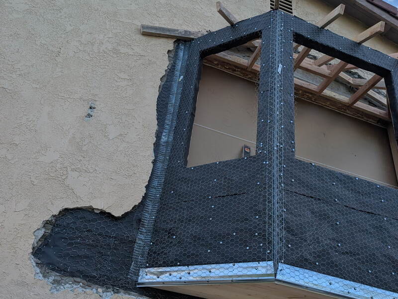 Exterior Repair — Stucco removal & structural rebuild