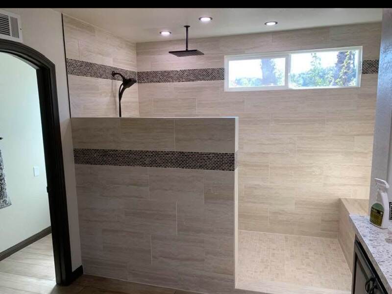 Master Bathroom Remodel — Walk-in rain shower, ceiling mount, custom bench